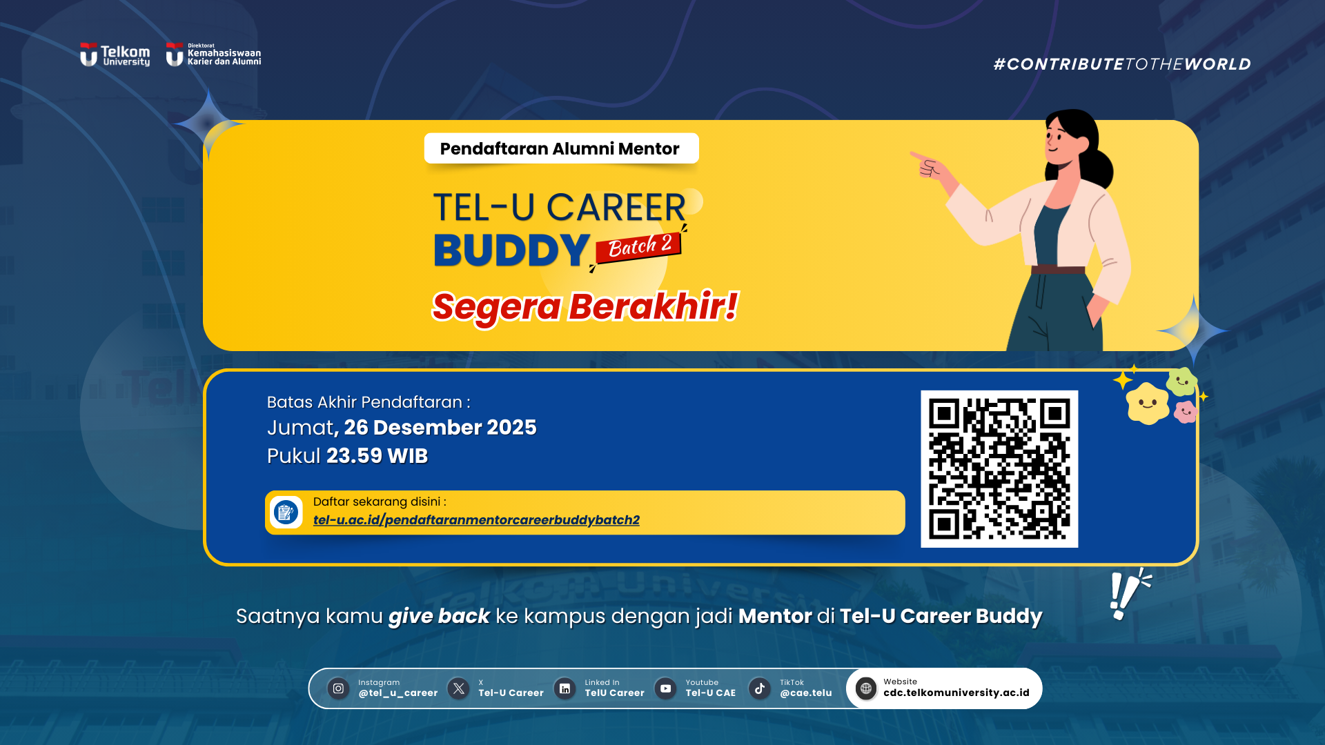 Pendaftaran Alumni Mentor Tel-U Career Buddy Batch 2 Segera Berakhir!