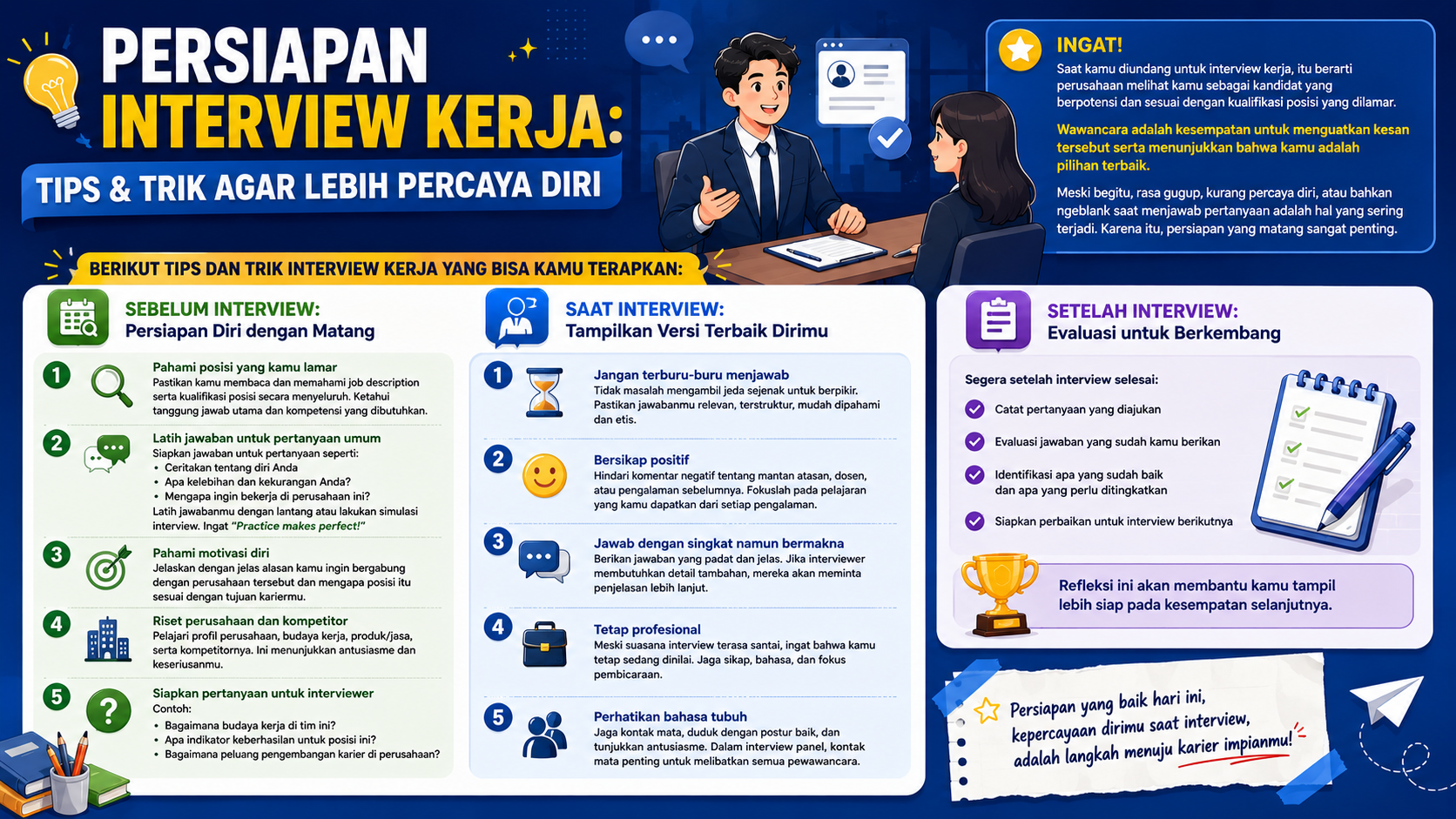 PERSIAPAN INTERVIEW KERJA:  TIPS & TRIK AGAR LEBIH PERCAYA DIRI