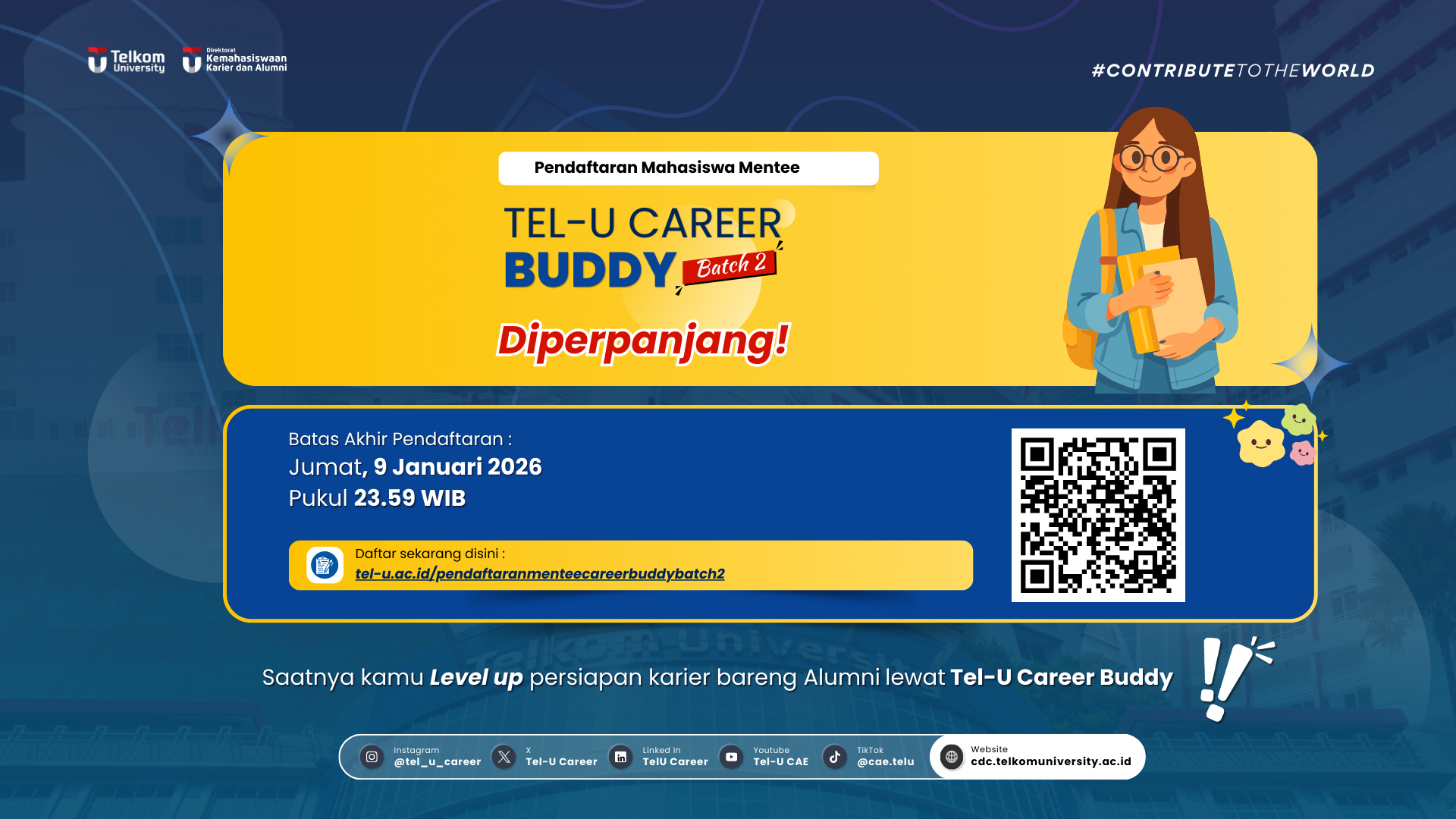 Pendaftaran Mentee Tel-U Career Buddy Batch 2 Resmi Diperpanjang