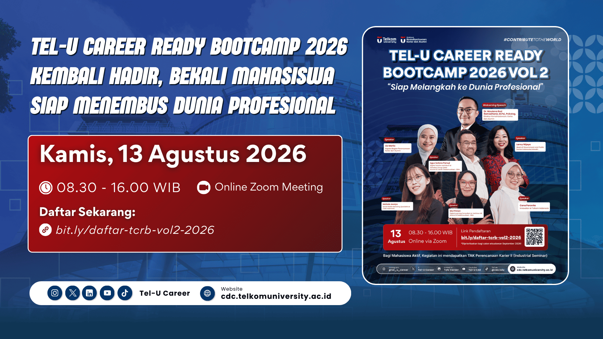 Tel-U Career Ready Bootcamp 2026 Kembali Hadir, Bekali Mahasiswa Siap Menembus Dunia Profesional
